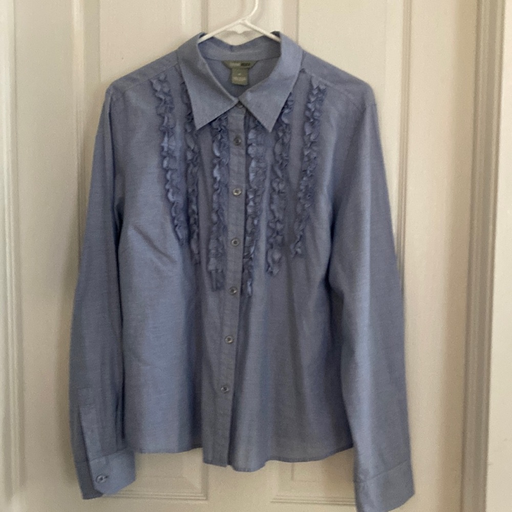 Light Blue Studionexx xl ruffle chambray